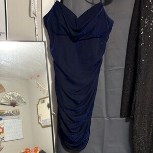 Honey and Rosie Midnight Blue Draped Mini Dress